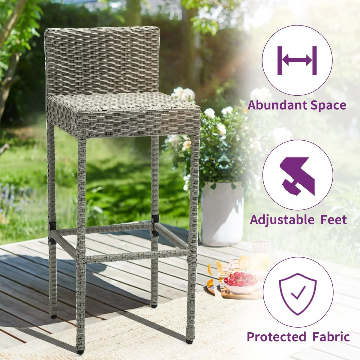 Ensemble de bar Moasis en résine tressée pour extérieur, 5 pièces – 5 pièces
