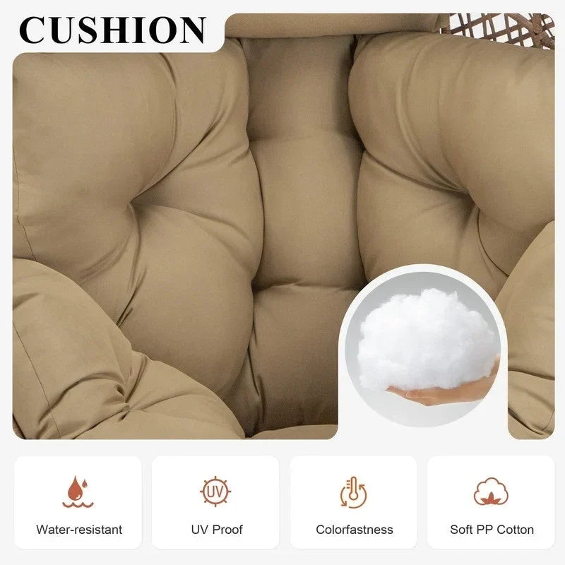 Fauteuil œuf d’intérieur FINCATI, fauteuil œuf d’extérieur supportant 440 lbs, fauteuil œuf surdimensionné avec pouf, fauteuil œuf luxueux et confortable avec repose-pieds