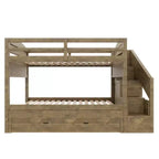 Cadre de lit superposé Whisen Twin XL avec lit gigogne, rangement, escalier de rangement en bois massif, armoire et 3 tiroirs, pour enfants