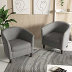 Ensemble de 2 fauteuils club modernes en lin, style tonneau