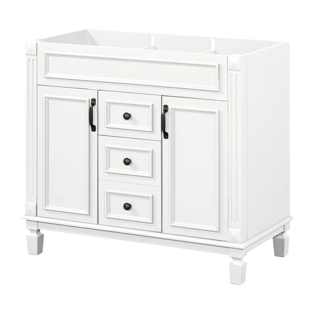 Meuble-lavabo moderne de salle de bains de 36 po avec vasque sur plan, armoire à miroir, 2 portes et 2 tiroirs