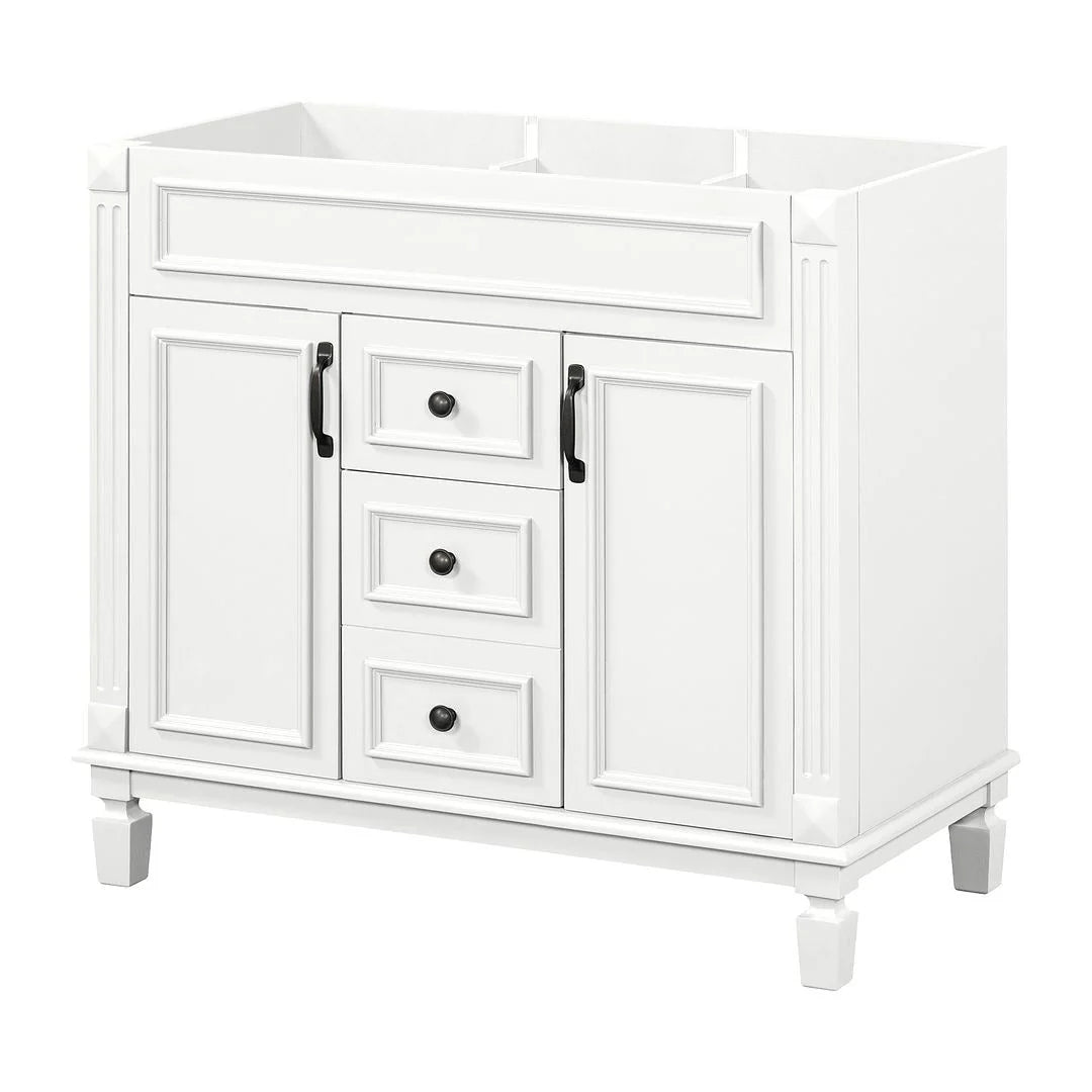 Meuble-lavabo moderne de salle de bains de 36 po avec vasque sur plan, armoire à miroir, 2 portes et 2 tiroirs