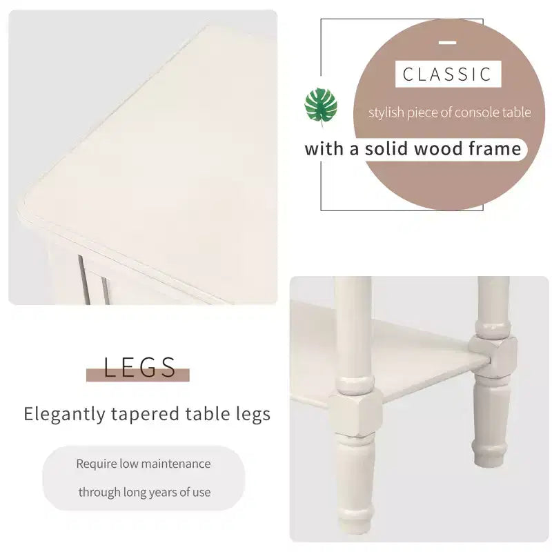 Smalle consoletafel van 60,2 cm met 3 laden en plank, sofatafel voor kleine entrees of woonkamers