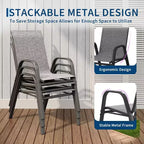 Chaises de patio, ensemble de 4 ou 6 chaises de salle à manger d’extérieur empilables, légères et résistantes à toutes les intempéries, en textilène, avec accoudoirs, pour jardin et terrasse de piscine