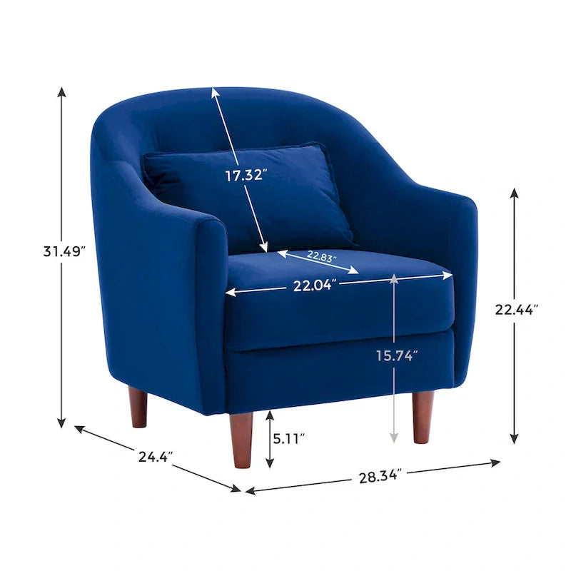 28,34 Zoll, 2er-Set Akzent-Sessel, Samt-Sessel im Fassondesign mit Beinen aus Massivholz
