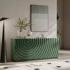 Buffet bahut en spirale moderne 59, meuble de rangement d’entrée artistique bas avec portes à texture ondulée 3D