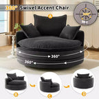 360 Swivel Accent Chair, Barrel Chair Swivel Round Sofa Chair with Cushion for Living Room