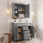 Meuble-lavabo moderne de salle de bains de 36 po avec vasque sur plan, armoire à miroir, 2 portes et 2 tiroirs