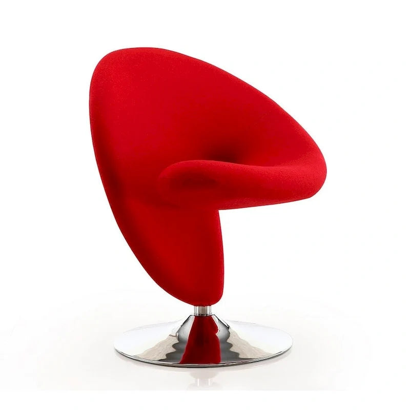 Fauteuil d’appoint pivotant Manhattan Comfort Curl en chrome et mélange de laine (lot de 2)