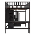 Full Pine Loft Bed with Desk and Storage