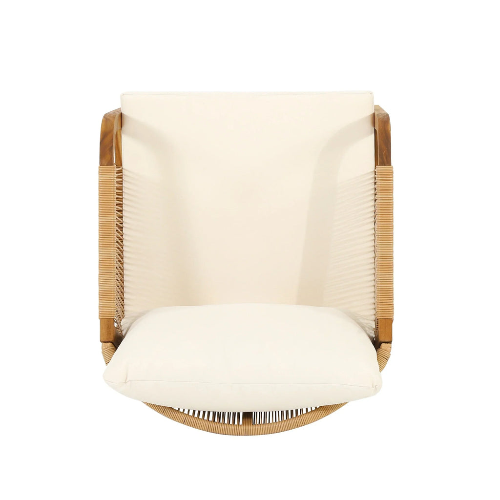 Jabe Outdoor Acacia Wood and Wicker Club Chair Set by Christopher Knight Home