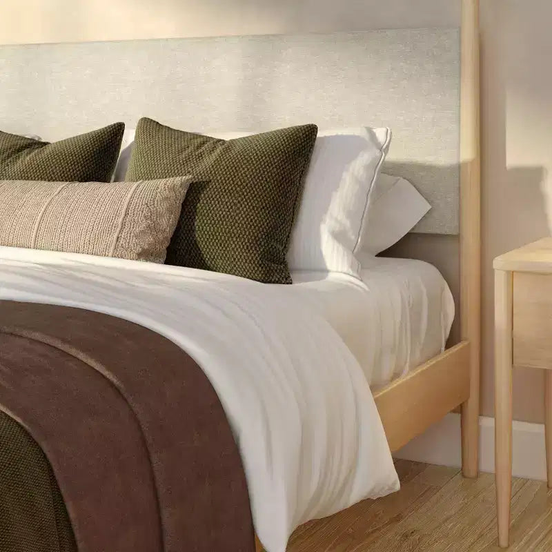 Harbor-Himmelbett in Kingsize mit gepolstertem Kopfteil, Blond/Swiss Coffee (MD2411-01)