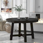 Table de salle à manger ronde extensible de style champêtre avec rallonge de 16 po, table de cuisine en bois