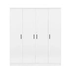 Wood 4-Door Wardrobe Armoire with Hanging Rod, 1-Drawer and Storage Shelves