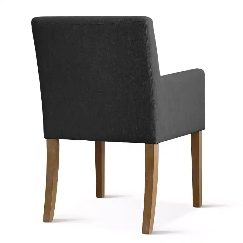 Set van 6 gestoffeerde eetkamerstoelen met armleuningen, moderne linnen fauteuils met houten poten, accentstoelen voor eetkamer en woonkamer - Panipeachy