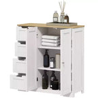 HOMCOM Bathroom Floor Cabinet with Adjustable Shelf, Freestanding Bathroom Storage Cabinet with 4 Drawers and 2 Doors, White