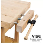 Olympia Tools 60 Zoll Werkbank aus Gummibaumholz mit 4 Schubladen, Tragfähigkeit 450 lb
