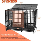 Cage pour chien BOSSIN robuste et indestructible de 48/38 po, chenil anti-fugue avec roulettes verrouillables