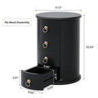 No Assembly Solid Wood End Table, Vintage Round Side Drawers Table