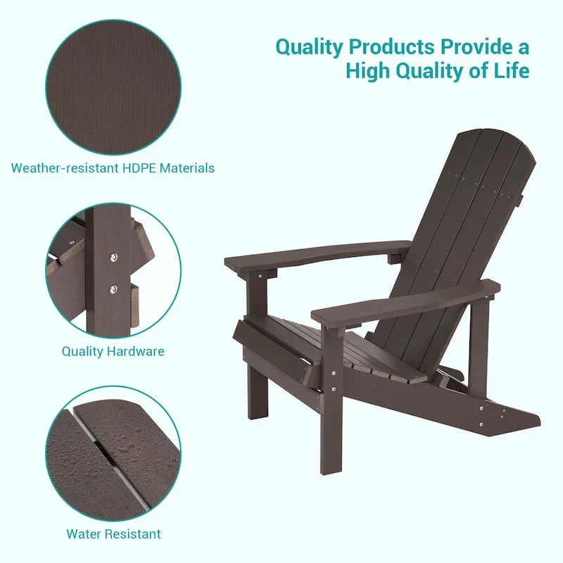 Bonosuki weerbestendige Adirondackstoelen van hout voor buiten, set van 4