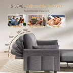 Dyonery 3-in-1-Schlafsofa, ausziehbares Schlafsofa mit Seitentasche und verstellbarer Rückenlehne, werkzeuglose Montage, klappbares Loveseat