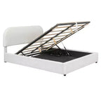 Lit rembourré queen size avec rangement relevable - blanc