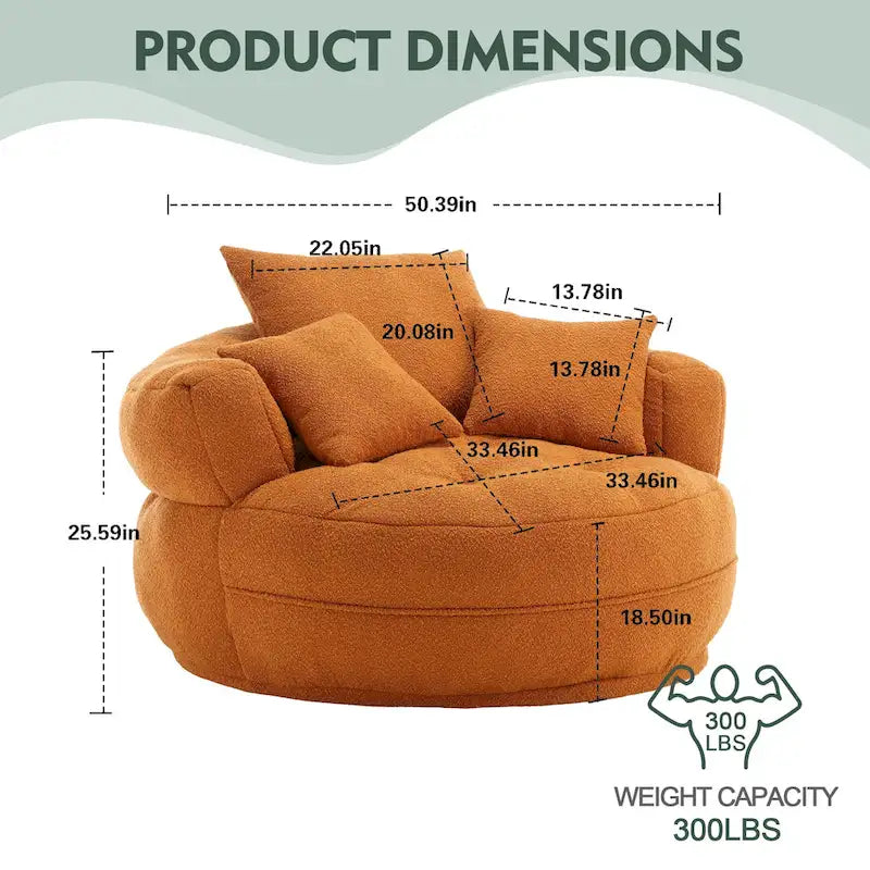 Round Lazy Sofa Chair ?C White/Blue/Grey/Yellow/Orange/Rose Red/Navy/Green, Single & Couple Seat