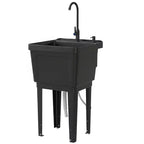 Évier utilitaire portable avec bac à linge, évier sur pied avec robinet, distributeur de savon et tuyaux