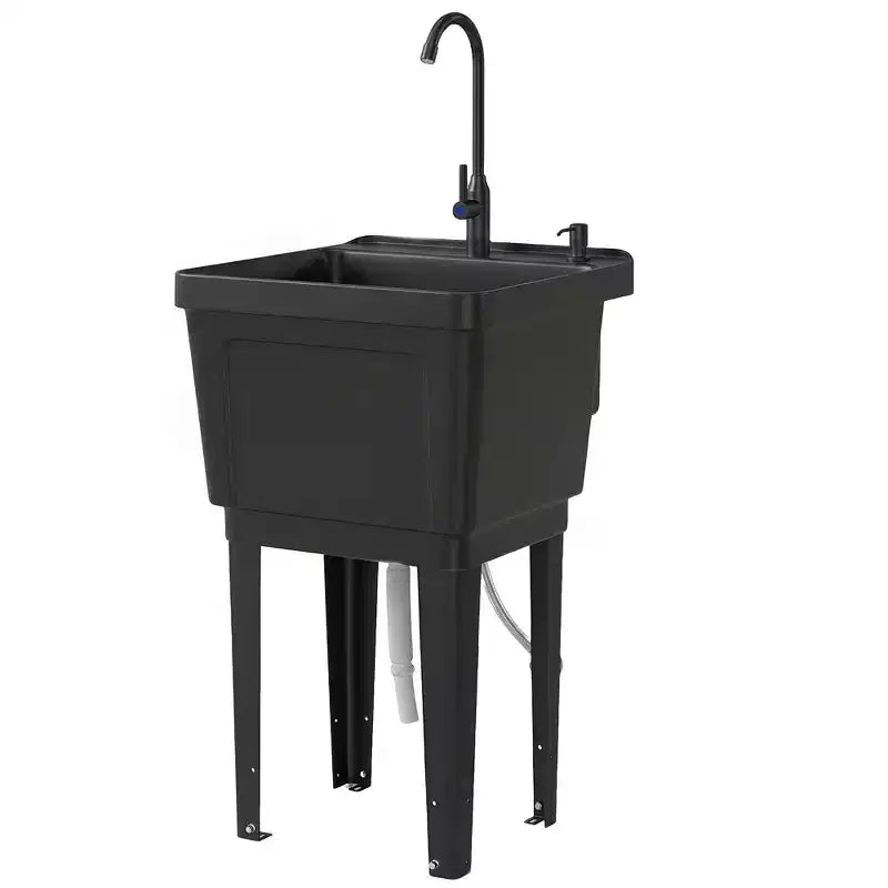 Évier utilitaire portable avec bac à linge, évier sur pied avec robinet, distributeur de savon et tuyaux