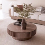Modern Solid Wood Veneered Round Coffee Tea Table with Storage