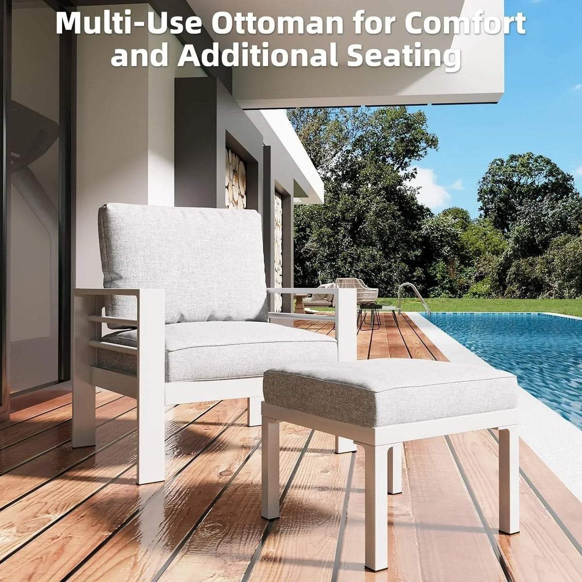 AECOJOY 7-teiliges Aluminiummöbel-Set für die Terrasse, Outdoor-Sitzgruppe