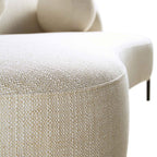 Gebogen 3-zitsbank met balvormige kussens, beige linnenmix