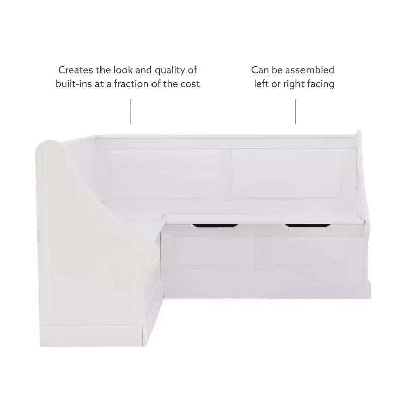 Tobin Traditional Solid Wood Backless Storage Corner Nook Breakfast Bench Cushion White - Linon