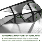 VEIKOUS Aluminum Walk-In Garden Greenhouse Kit with Adjustable Roof Vent and Lockable Door Grey