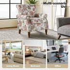 Fauteuil traditionnel Araceli en bois, rembourré à motif floral, avec dossier à oreilles et bordure cloutée| ART OF LIVING DESIGNS