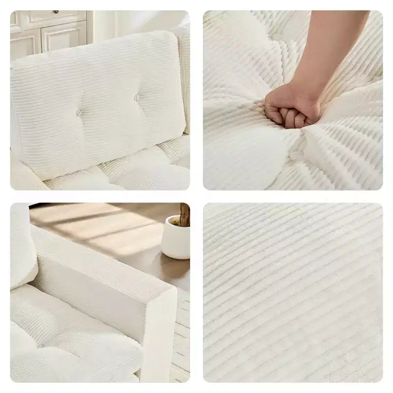 Mjkone 71' 2-in-1 slaapbank, opvouwbare loveseat met geribde stof en knopen, ruimtebesparend