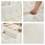 Mjkone 71' 2-in-1 slaapbank, opvouwbare loveseat met geribde stof en knopen, ruimtebesparend
