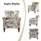 Fauteuil traditionnel Araceli en bois, rembourré à motif floral, avec dossier à oreilles et bordure cloutée| ART OF LIVING DESIGNS
