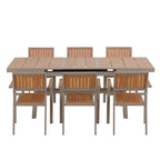 7-Piece Outdoor Extendable Dining Set with Extendable Table and 6 Armrest Chair