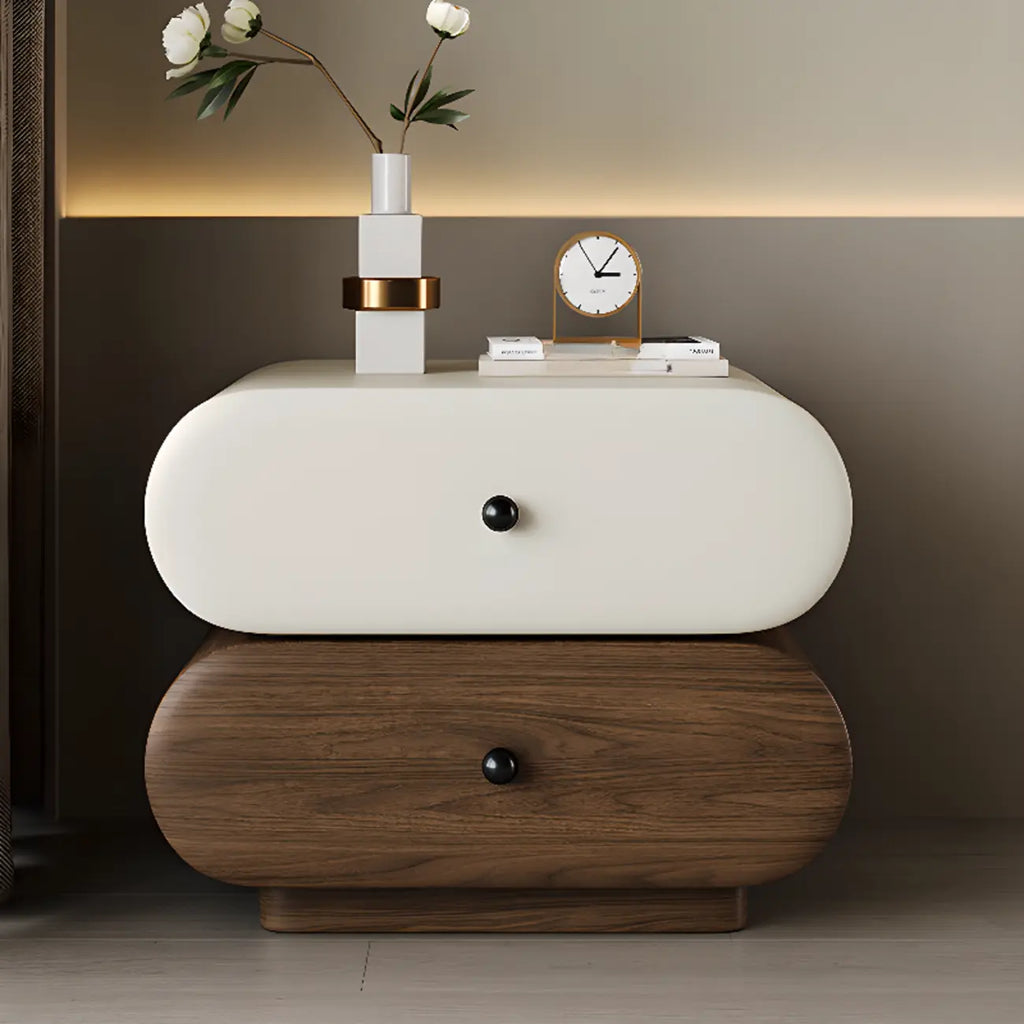 Modern Two-Tone Bedside Table with Storage Drawers