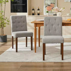 Parsons Button Tufted Dining Chairs Set of 6 / 4 - Upholstered Fabric Kitchen Chairs with Wood Legs & Padded Seats - Living Room Kitchen Furniture