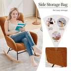 Nursery Rocking Chair, Living Room Glider Rocker for Breastfeeding, Comfy Accent Chairs for Bedroom, Plush Teddy Upholstered Armchairs Indoor