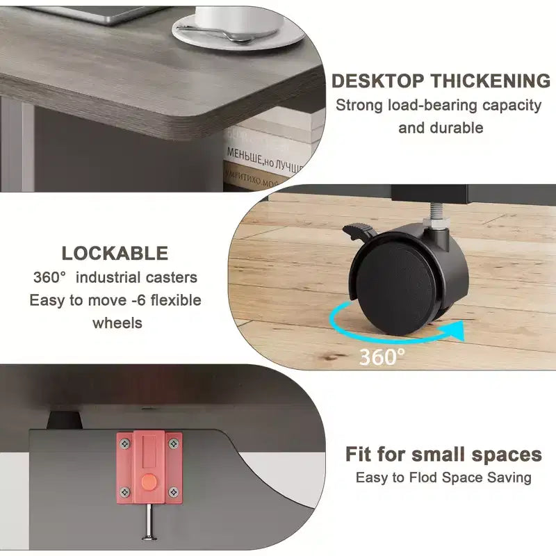Table à manger pliante pour la cuisine, table à manger peu encombrante, table de cuisine extensible à abattants avec 6 roulettes pour petits espaces