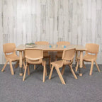 Ensemble table d’activités rectangulaire réglable en hauteur en plastique Emma and Oliver, 23,625 l x 47,25 L, avec 6 chaises