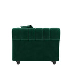 Whisen Samt-Schlafsofa in King-Size mit Ausziehfunktion und 3-in-1-Funktion, wandelbares Schlafsofa mit beweglichem Hocker und Steppdesign