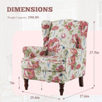 Erommy moderne accentstoel, fauteuil met hoge rugleuning, gestoffeerde stoffen fauteuil met knopen en houten poten voor de woonkamer