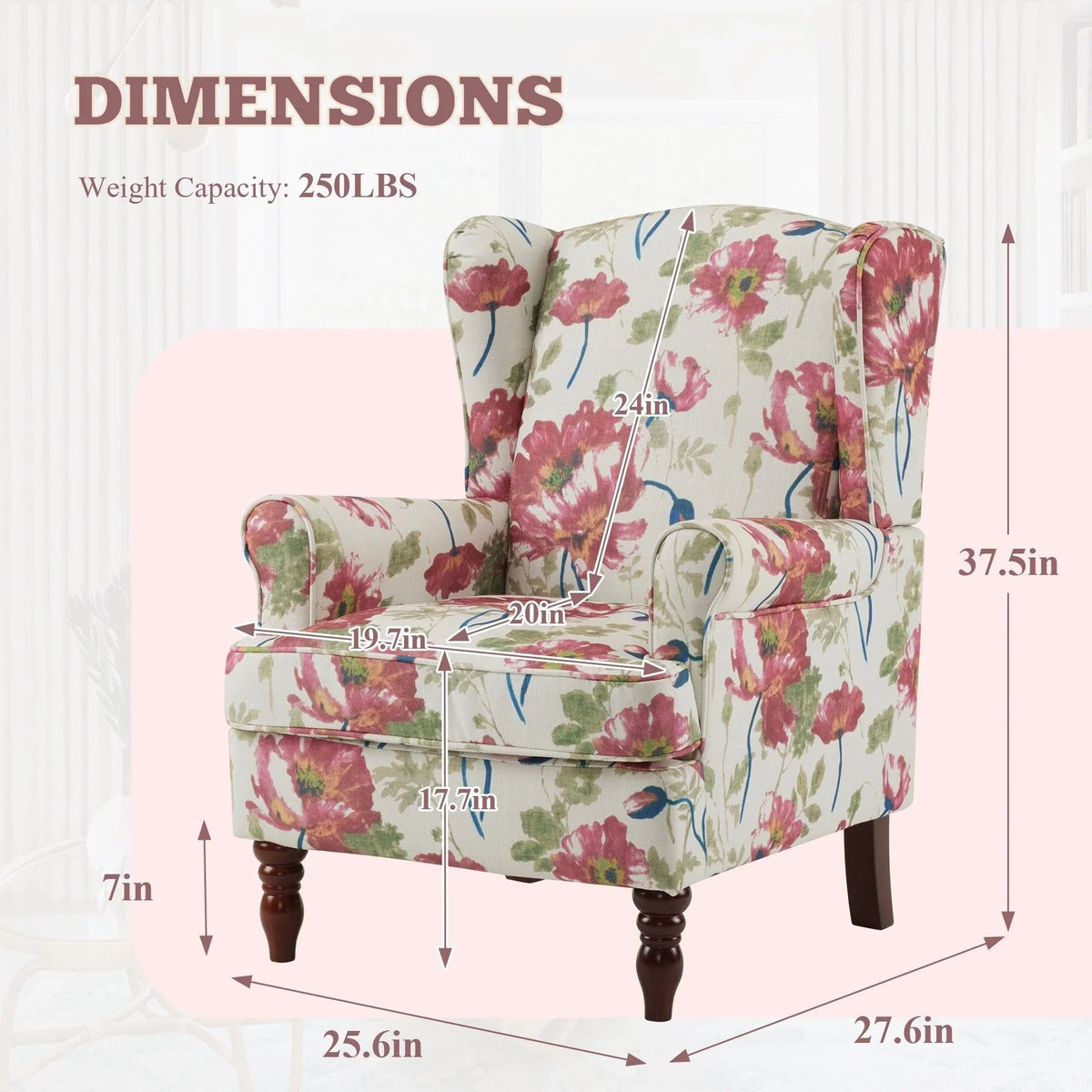 Erommy moderne accentstoel, fauteuil met hoge rugleuning, gestoffeerde stoffen fauteuil met knopen en houten poten voor de woonkamer