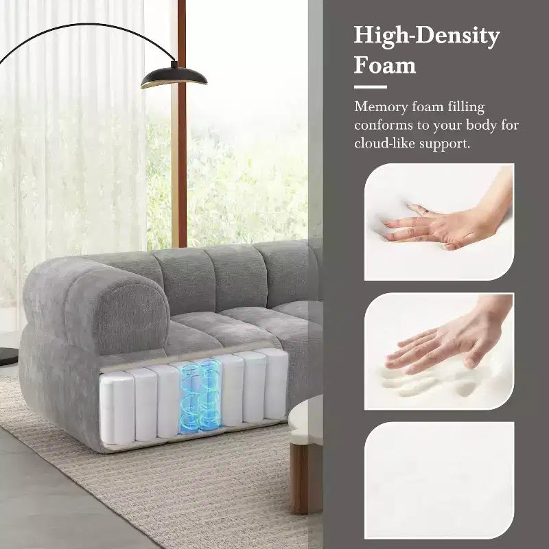 Christopher Knight Home Keri 122 modernes L-förmiges Ecksofa aus hochelastischem Schaumstoff mit niedriger Rückenlehne