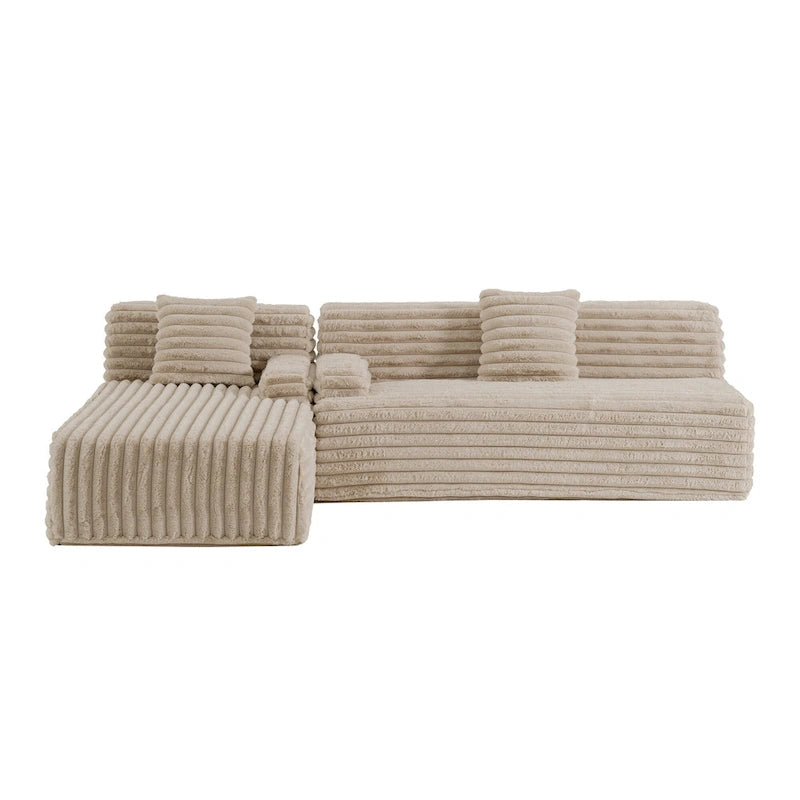 Cloud-Ecksofa, modernes Polstersofa mit 2 Zierkissen, frei kombinierbares Sofa, modulares L-förmiges Ecksofa
