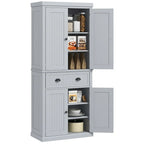 Armoire de rangement de garde-manger de cuisine de 72 pouces, armoire traditionnelle autoportante avec 4 portes et 3 étagères réglables, grand tiroir central